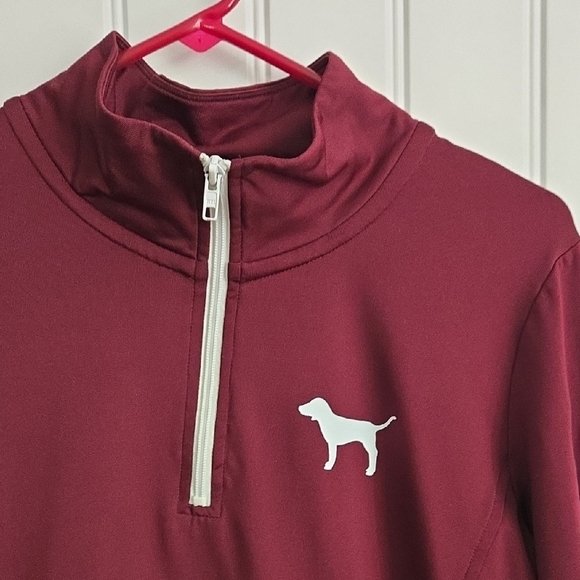 PINK Victoria's Secret Burgundy Quarter-Zip with White Dog Logo - Picture 2 of 6